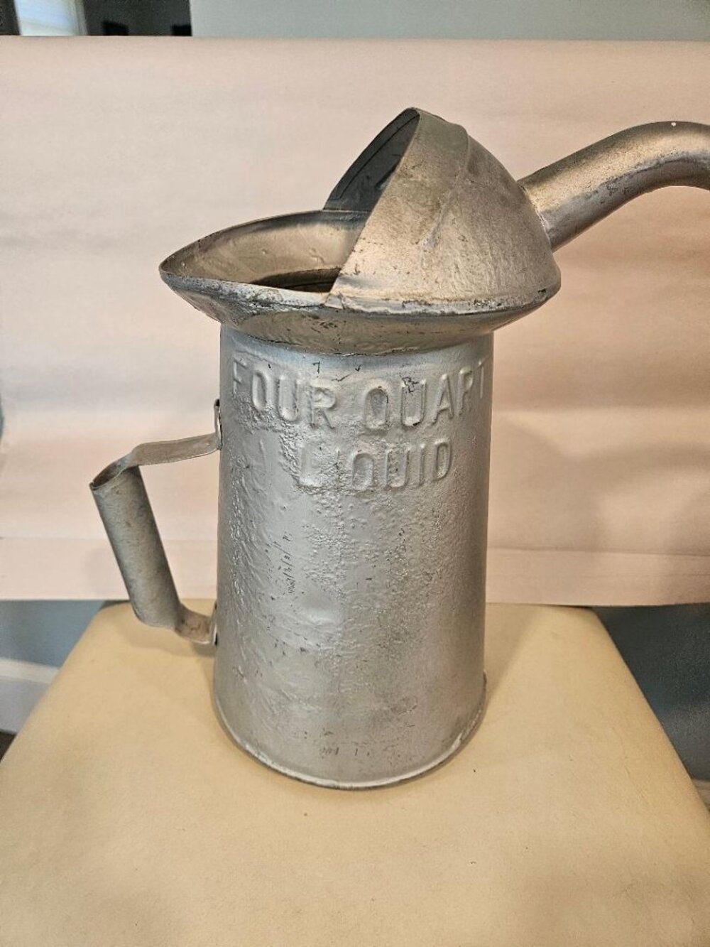 Vintage 1961 Lawson 4 Quart Galvanized Oil Can Dispenser Gas Station Decor